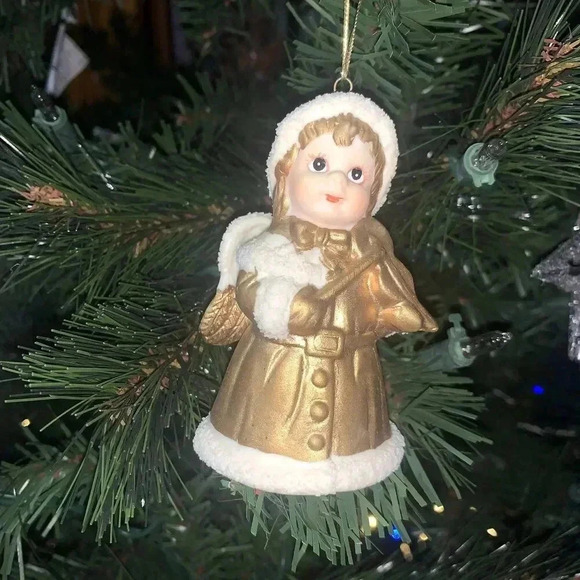 Italian Gold color Little Angel playing a Violin, Christmas blessings. - Picture 1 of 8
